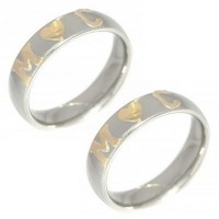 Pair of Alliance Stainless Steel 5mm with 1 Heart in the Middle and 2 Letters in Gold