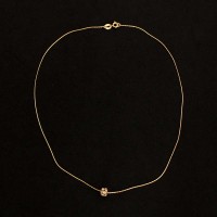 Gold Plated Semi-Jewelry Choker Necklace with Spot Light Polka Dot Pendant with Rhinestone 45cm