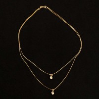Collar Gargantilla Chapado En Oro Semi-Joyas Con Colgante De Punto De Luz 50cm