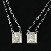 Scapular of 925 Silver Worked Sacred Heart of Jesus