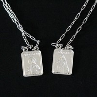 Scapular 925 Silver Cast Sacred Heart of Jesus / Our Lady of Carmo