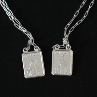 Scapular 925 Silver Cast Sacred Heart of Jesus / Our Lady of Carmo