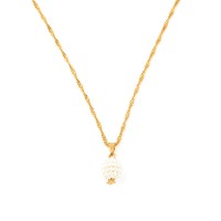 Gold Plated Choker Necklace with Pearl Polka Dot Pendant with Star 45cm