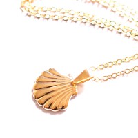 Gold Plated Semi Jewel Choker Necklace with Shell Pendant 45cm