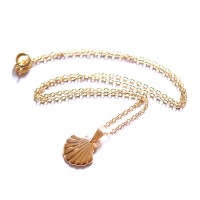 Gold Plated Semi Jewel Choker Necklace with Shell Pendant 45cm