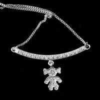 925 Sterling Silver Choker with Studded Girl 60cm