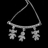 Flap 925 Silver Choker with 2 Girls and 1 Studded Boy 60cm
