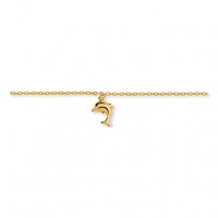 18k Gold Anklet 0750 with Mini Dolphin Mini Loop 26cm