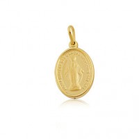 Gold Pendant 18k Our Lady of Grace with Matte