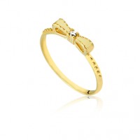Gold ring 18k Mini Tie with Zirconia Stones Crystal 1.50 mm S