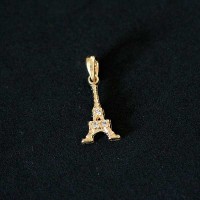 Pingente Semi Jia Folheado a Ouro Torre Eiffel com Pedras de Zircnia