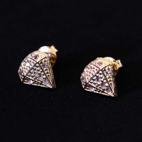 Semi joyas de oro pendiente plateado con el diamante Piedras Zirconia