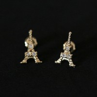Semi Earring Jewelry Gold Plated Eiffel Tower