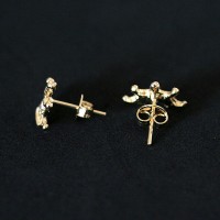 Semi earring jewelry plated Crown Gold with Zirconia Stone