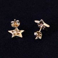 Semi Earring Jewelry Gold Plated Star with Zirconia stones