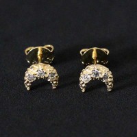 Semi Earring Jewelry Gold Plated Moon