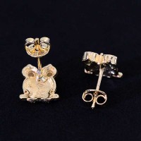 Semi Earring Jewelry Gold Plated Owl with Zirconia stones