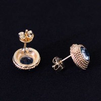 Semi Earring Jewelry Gold Plated with Blue Zirconia stones
