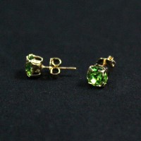 Gold Plated Gemstone Earring with Green Zirconia Stone