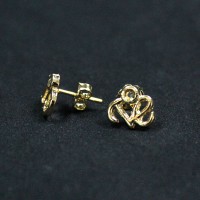 Semi-precious Earring Gold Plated Love with Zirconia Stone
