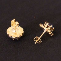 Semi joyas de oro pendiente plateado con piedras Onix