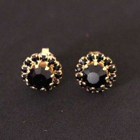 Semi Earring Jewelry Gold Plated with Onix Stones
