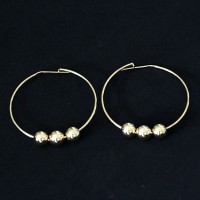 Earring Semi Jewelry Gold Plated Ring with Rolling Balls