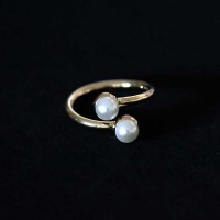 Ring Semi Jewelry Gold Plated Pearl