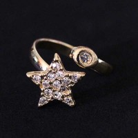 Ring Falange Semi Jewelry Gold Plated Star with Zirconia stones