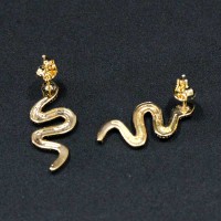 Semi-precious Earring Gold Plated Snake / Cobra