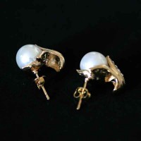 Semi oro pendiente de la joyera plateado con piedras zirconia y Perla Artificial