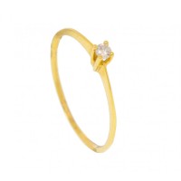 Solitaire Ring with 18k Yellow Gold 0750 with 6 claws and 7 points Brilliant