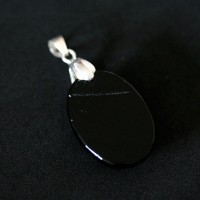 Pingente Prata 925 com Pedra Natural Agata Negra Oval