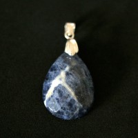 Pendant 925 Silver with Natural Stone Sodalite Drop