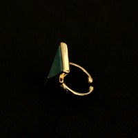 Gold Plated Semi Jewel Ring with Natural Green Quartz Stone