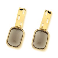 Semi-precious Earring Gold Leaf with Natural Stone