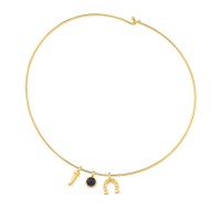 Semi-precious Gold Plated Necklace with Natural Stone 40cm