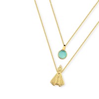 Semi-precious Necklace Gold Plated Necklace with Natural Stone Pendant 50cm
