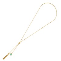 Semi-precious Necklace Gold Plated Necklace with Natural Stone Pendant 85cm