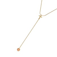 Semi-precious Necklace Gold Plated Necklace with Natural Stone Pendant 50cm