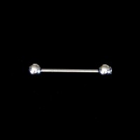 Piercing Lingua Barbell Ao Cirurgico 316L Esfera com 1 Pedra de Zirconia 1,6mm x 19mm