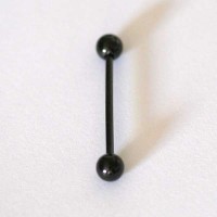 Barbell Lingua Piercing Ao Cirurgico Black Line Esfera 1,6mm x 21mm