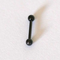 Microbell Eyebrow Piercing Straight Steel Surgical Black Ball Line 1.2mm x 10mm