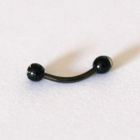 Microbell Eyebrow Piercing Curved Steel Surgical Black Line w / Logo Checked 1.2mm x 8mm