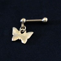 Piercing Tragus Mariposa Pendulum Folleto Oro Amarillo 24k 1,2mm x 7mm