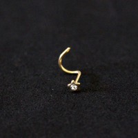 Piercing Nariz Ouro Amarelo 24k Folheado Piercing Nostril Estrela com Pedra de Zircnia 0,5mm x 7mm