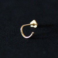 Nose Piercing 18k Gold Plated Heart Nostril piercing 0.5mm x 7mm
