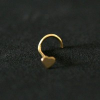 Nose Piercing 18k Gold Plated Heart Nostril piercing 0.5mm x 7mm