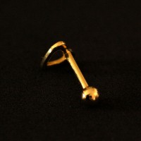 Piercing Ao Cirrgico Microbell Tragus Folheado Ouro 18k Corao Vazado 1,2mm x 6mm