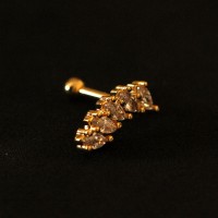 Piercing Ao Cirrgico Cluster Folheado Ouro 18k 5 Lagrimas Pedra Crystal 1,2mm x 8mm